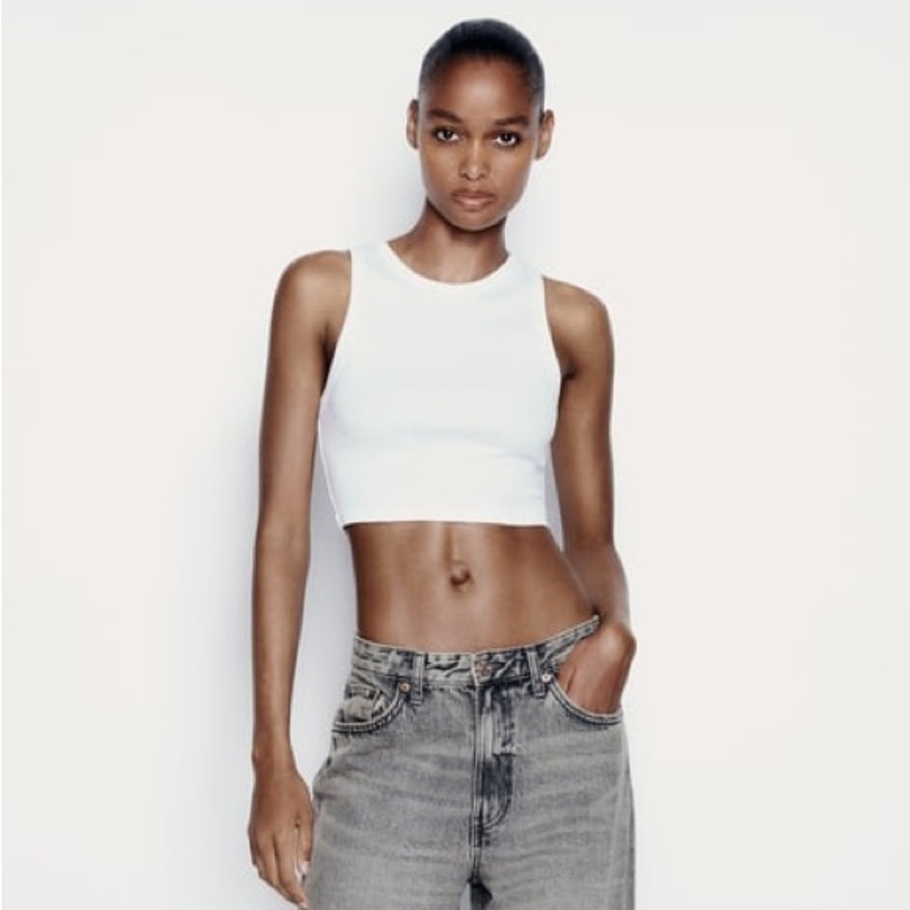 High Neck Cotton Muscle Tank Crop Top